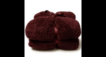 Teddy plaid/deken - bordeaux rood - polyester - 150 x 200 cm