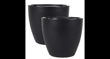 Ter Steege Bloempot - 2x - zwart - Scandinavisch - 20 x 19 cm