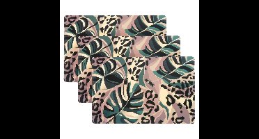 Unique Living Placemat Jungle - 6x - Monstera bladeren - 44 x 28 cm - tafeldecoratie