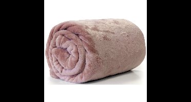 Unique Living Plaid - fleece deken - roze - polyester - 130 x 180 cm