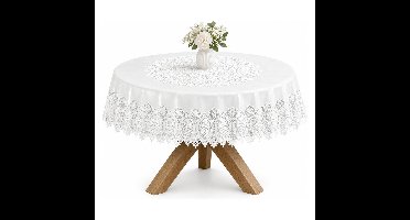 Unique Living tafelkleed/tafellaken - buiten/binnen - wit - Dia 152 cm - rond