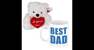 Vaderdagcadeau - knuffelbeer en koffiemok - cadeau - best dad - mokken