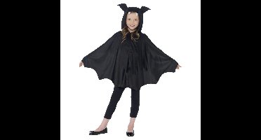 Verkleedpak/cape Vleermuis - zwart - voor kinderen - Halloween/carnaval verkleed kostuum