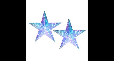 Verlichte kerststerren - 2x - regenboog kleur- D51 cm - op batterijen - 40 led lampjes - helder wit