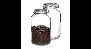 Voorraad/weckpot - 2x - transparant - glas - 28 x 15 cm - 4 L - Bormioli Rocco