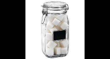 Voorraad/weckpot - transparant - glas - 22 x 10,6 cm - 1,5 L - krijtplaatje - Bormioli Rocco