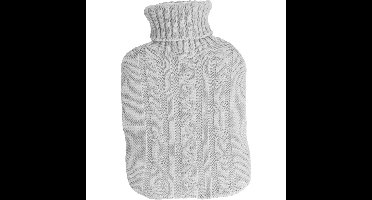 Warmwater kruik Jersey - inhoud 1.75 Liter - met gebreide hoes van stof - lichtgrijs - voor bed en
