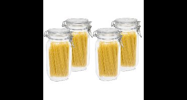 Weckpot/inmaakpot/voorraadpot - 4x - glas - 1,5 liter - met beugelsluiting - voedsel/keuken