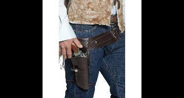 Western riem met holster - bruin - cowboy verkleedaccessoires - cowboyriem