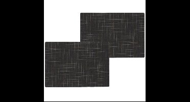 Wicotex Placemats - 8x - zwart - 30 x 43 cm - anti slip laag