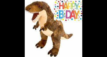 Wild Republic Dino T-rex knuffel - 25 cm - met verjaardagskaart