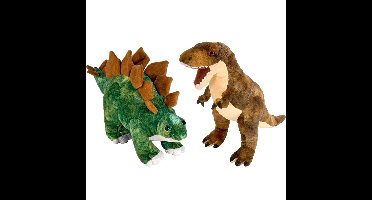 Wild Republic Dinosaurus Knuffels - T-rex - Stegosaurus - 25 cm