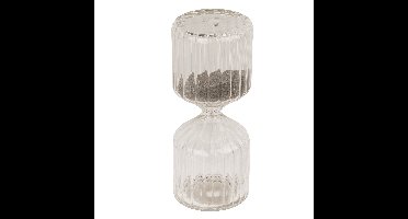 Zandloper woondecoratie - glas - 13 x 6 cm - grijs zand