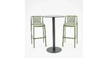 Barset 2x Porto Barstoelen met Santo Bartafel 70 Groen Zwart Vita