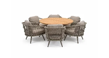 Mango low diningtafel met 6 Canazei stoelen