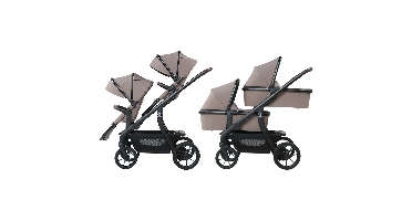 Duo Kinderwagen Titanium Baby Solid Pollux Lush Taupe met Twee Reiswiegen