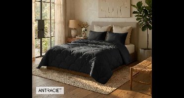 Eazy Dekbed Met 100% Perkal Katoenen Tijk 140 x 200 cm Antraciet