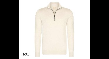 Mario Russo Half Zip Sweater met 4-Way Stretch XXL Ecru
