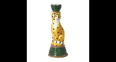 Kandelaar luipaard - groen - ø7x18 cm
