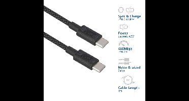ACT USB-C kabel 1m zwart