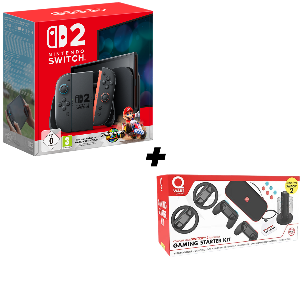 Nintendo Switch 2 - Spelconsole + Mario Kart World Qware Starter Kit Black Bundel 256 Gb