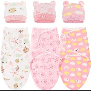 3-Pack Kruipwieg Luiers met Mutsjes voor Pasgeboren Baby Jongen Meisje (0-3 Maanden) - Verstelbaar Slaapzakje