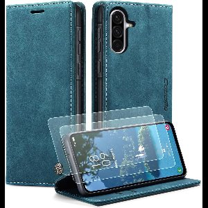 Zandarix Geschikt voor Samsung Galaxy A56 5G - Beschermhoes met Magnetische Kaart Zak - Stand Functie - Met 2 Screenprotector - Book Case Hoesje - Blauw