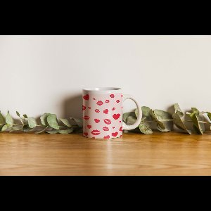 Smartphonica Mok met hartjes en kusjes opdruk - Geschikt als Valentijnsdag cadeau - liefde