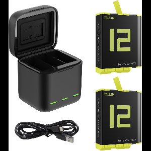 Telesin Oplaadbox met 2 batterijen voor GoPro 9 / GoPro 10 / GoPro 11 / GoPro 12
