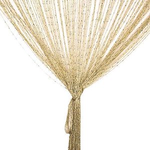 Draadgordijn, draadgordijn, glitter, wit, 100 x 200 cm, wandgordijn, etalagedecoratie, decoratief gordijn, ruimteverdeler, vliegenbescherming voor bruiloft, café, restaurant (champagne)