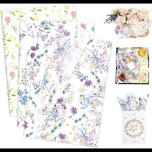 Vloeipapier Set (60 Vel) Vintage Bloem Motief - Inpakpapier voor Cadeaus en Knutselen