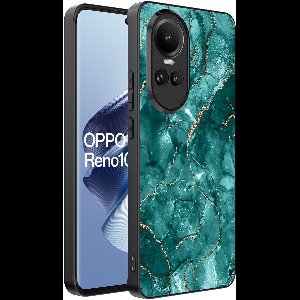 Smartphonica Telefoonhoesje Geschikt voor Oppo Reno 10 / 10 Pro met marmer opdruk - TPU backcover case marble design - Goud Groen geschikt voor Oppo Reno 10;Oppo Reno 10 Pro