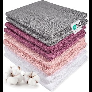 Makian hydrofiele luiers 80x80 8-pak - Set van 8 stuks hydrofiele doeken - Dubbel geweven, 100% katoen - Paars / Roze