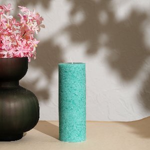 Sea Salt Marble Pillar Candle – Luxe Ocean Mist