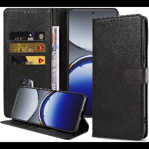 Geschikt voor Oppo Find X8 Pro Telefoonhoesje Kunstleer met Magnetisch lipje en Pasjeshouder Book Case met Klepje - Walletcase with Cardslot - Zwart - Smartphonica geschikt voor Oppo Find X8 Pro