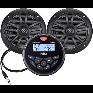 Waterdichte Bluetooth Stereo Installatieset met DAB+/AM/FM Radio en 2 Zwarte Marine Luidsprekers (6.5 inch)