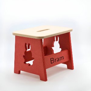 Houten kruk voor kinderen met eigen naam - Kinderkruk - Opstapje - Rood - Nijntje - Gepersonaliseerd cadeau