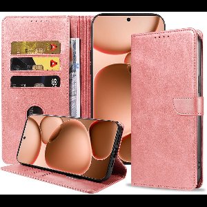 Geschikt voor Oppo Find X8 Ultra Telefoonhoesje Kunstleer met Magnetisch lipje en Pasjeshouder Book Case met Klepje - Walletcase with Cardslot - Rosé Goud - Smartphonica geschikt voor Oppo Find X8 Ultra