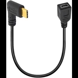 Mini USB naar Type C Kabel - 90 Graden Hoek Adapter voor Gegevensoverdracht en Opladen