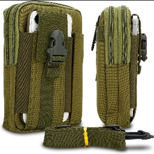 Hoesje geschikt voor Sony Xperia M2 / M2 AQUA in effen groen tactische mobiele telefoon molle EDC etui compatibel schoudertache militaire riem case cover