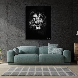 Luxe Canvas Schilderij Painted Lion | 90x60 | Woonkamer | Slaapkamer | Kantoor | Muziek | Design | Art | Modern | ** 4CM DIK! 3D EFFECT**