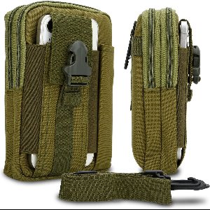 Hoesje geschikt voor ZTE Blade A520 in effen groen tactische mobiele telefoon molle EDC etui compatibel schoudertache militaire riem case cover