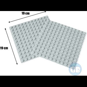 Uniblocks | Bouwplaat lichtgrijs - 19 x 19 cm - 2 stuks | 2 stuks | Bouwplaat geschikt voor Duplo |wegen | stad | city | wegplaat | auto’s | combineer met DUPLO wegenplaten | bouwplaten