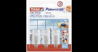 tesa POWERSTRIPS® Zelfklevende haak Small Trend Chroom (mat) Inhoud: 3 stuk(s)