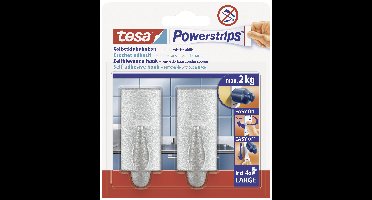 tesa POWERSTRIPS® Zelfklevende haak Large Trend Chroom (mat) Inhoud: 2 stuk(s)