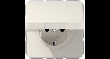 Jung CD1520BFKL Wandcontactdoos met randaarde en klapdeksel Inzetstuk 1-voudig Crème-wit 1 stuk(s)