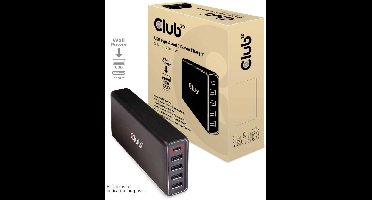 club3D Club 3D CAC-1903 - Netzteil - AC 100-110/240 V USB-laadstation 111 W 4x USB-C, 1x USB-A USB PD Zwart Binnen