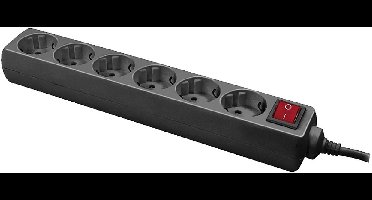LogiLink LPS202B Stekkerdoos met schakelaar Zwart Randaarde stekker 1 stuk(s)