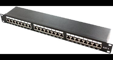 LogiLink NP0061 24 poorten Patchpaneel 483 mm (19) CAT 6A 1 HE Zwart Ingericht
