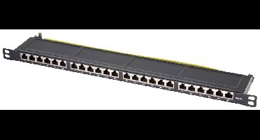 LogiLink NP0063 24 poorten Patchpaneel 483 mm (19) CAT 6A 0.5 HE Zwart Ingericht